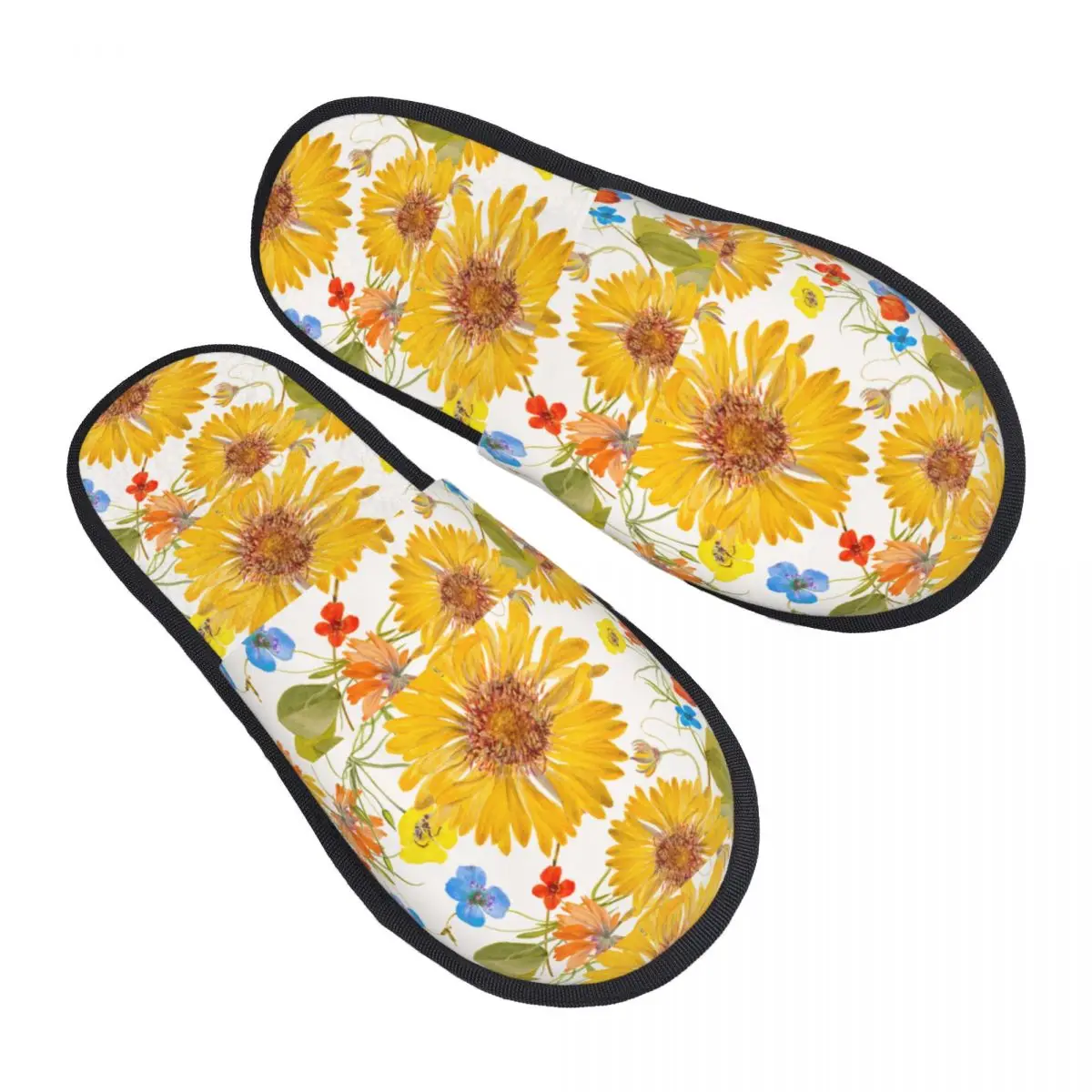 

Colorful Flower Home Slippers Winter Warm Plush Slippers For Winter Soft