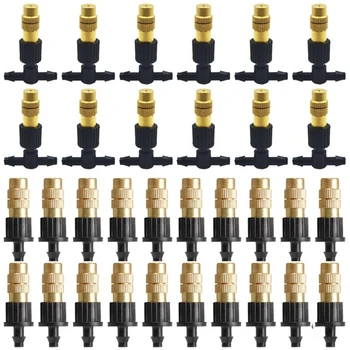 10pcs 4/7PVC Outdoor Misting Cooling System Garden Irrigation Watering 1/4'' Brass Atomizer Adjustable Garden Micro Sprinklers