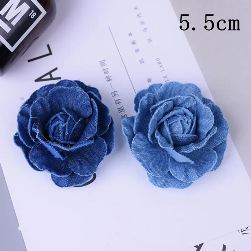 5pcs Denim Decorative Flowers Clothing Making Fabric Flowers DIY Supplies Sewing Accessories Handmade Crafts Garment Decor denim fabric flowers