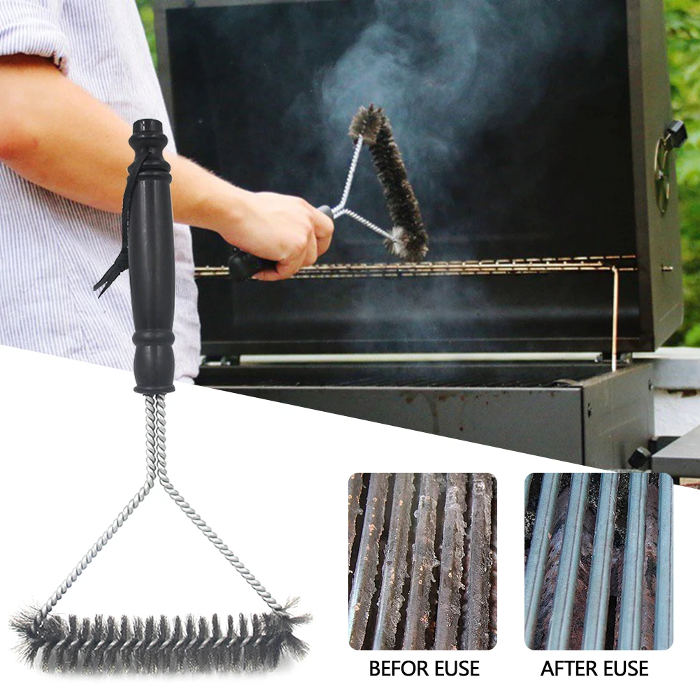 Barbecue cleaning tools BBQ Grill Cleaning Brush Stainless Steel Cooking Kitchen Accessories Wire Bristles Triangle Cleaning Brushes