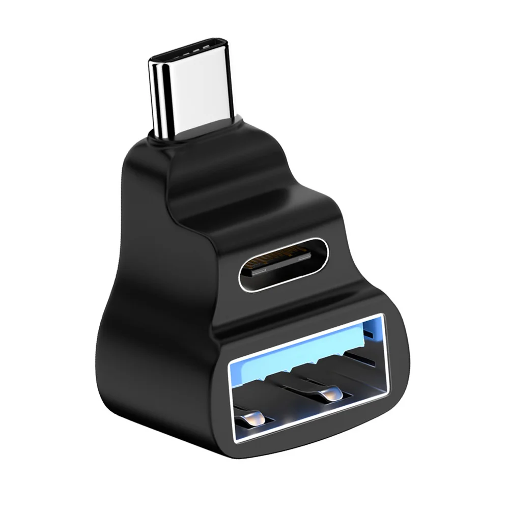 

Chenyang 90 градусов угловой USB3.0 Тип C штекер к двойному Type-A OTG & Type-C гнездовой распределитель данных адаптер 10 Гбит/с