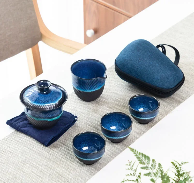Description Picture 2 of itemChinese Kung Fu Travel Tea Set Ceramic Glaze Teapot Teacup Gaiwan Porcelain Teaset Kettles Teaware Sets Drinkware Ceremony