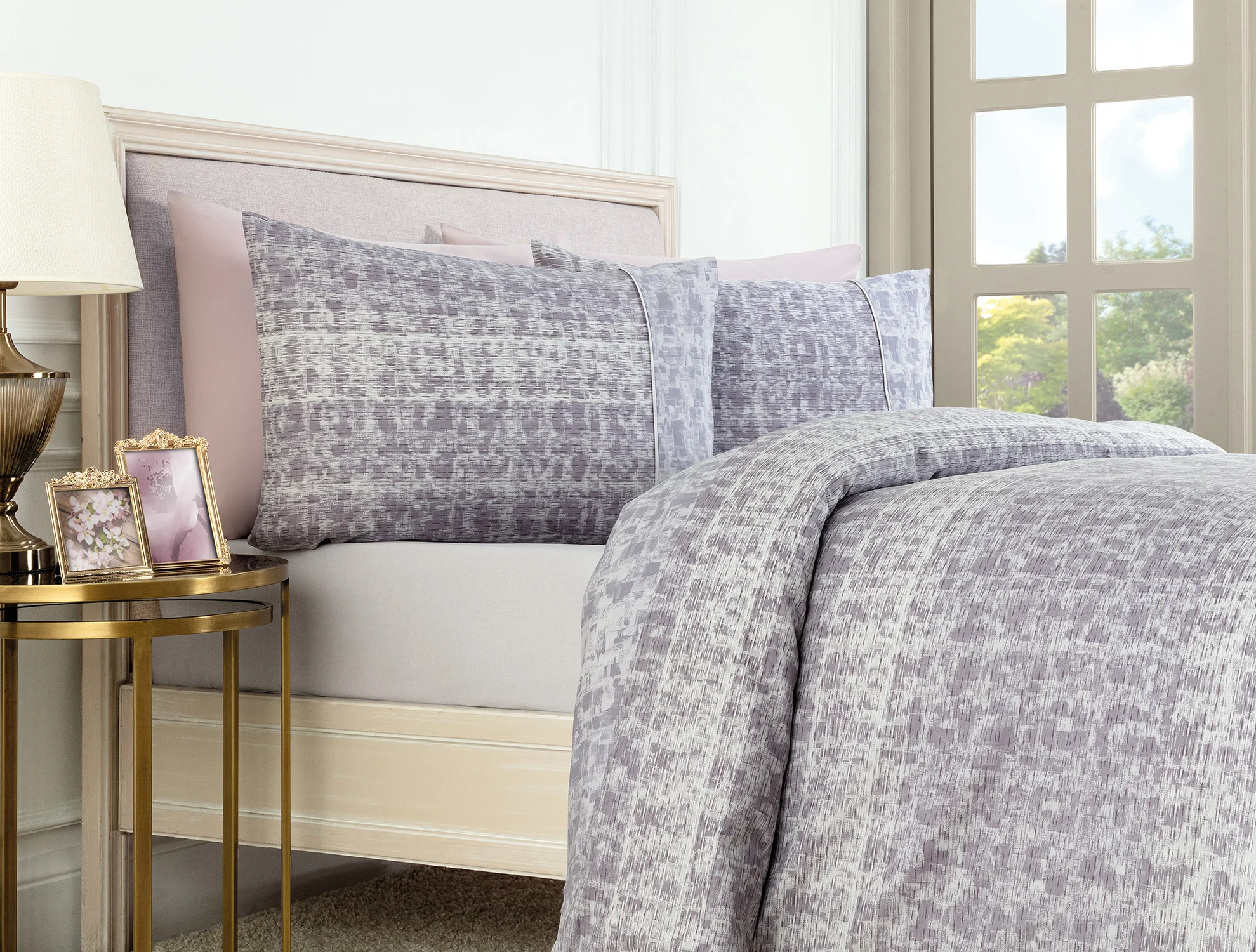 Madame Coco Petrus Singolo-Size Madame Coco Crep Stampato Copripiumino Set - Damson