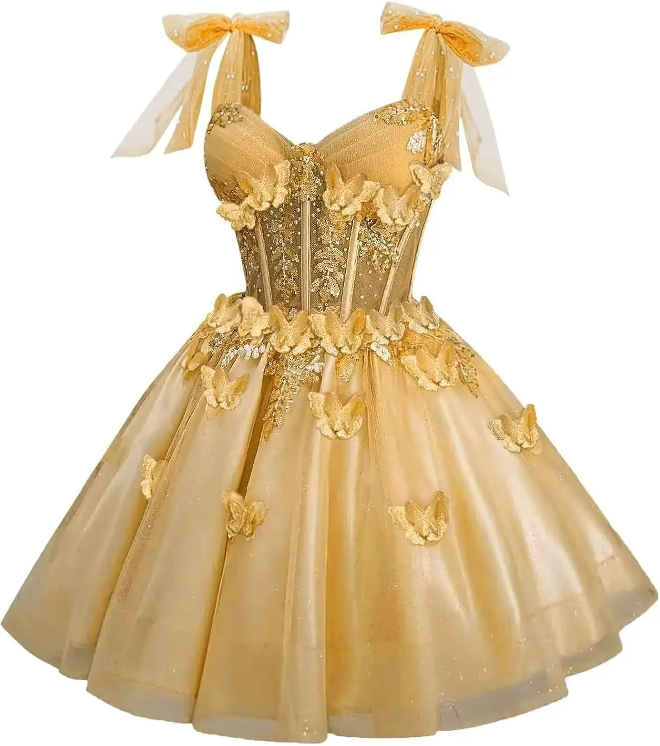 Robes de soirée papillon 3D personnalisées pour adolescents, robes de soirée courtes en Tulle et dentelle à paillettes avec nœud