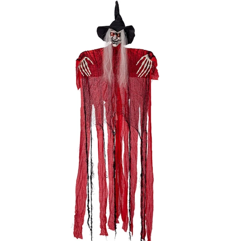

67" Light Up Witch Dector Animated Talking and Sound Activated Skeleton for Halloween Outdoor,Lawn, Yard, Patio Decor E65B