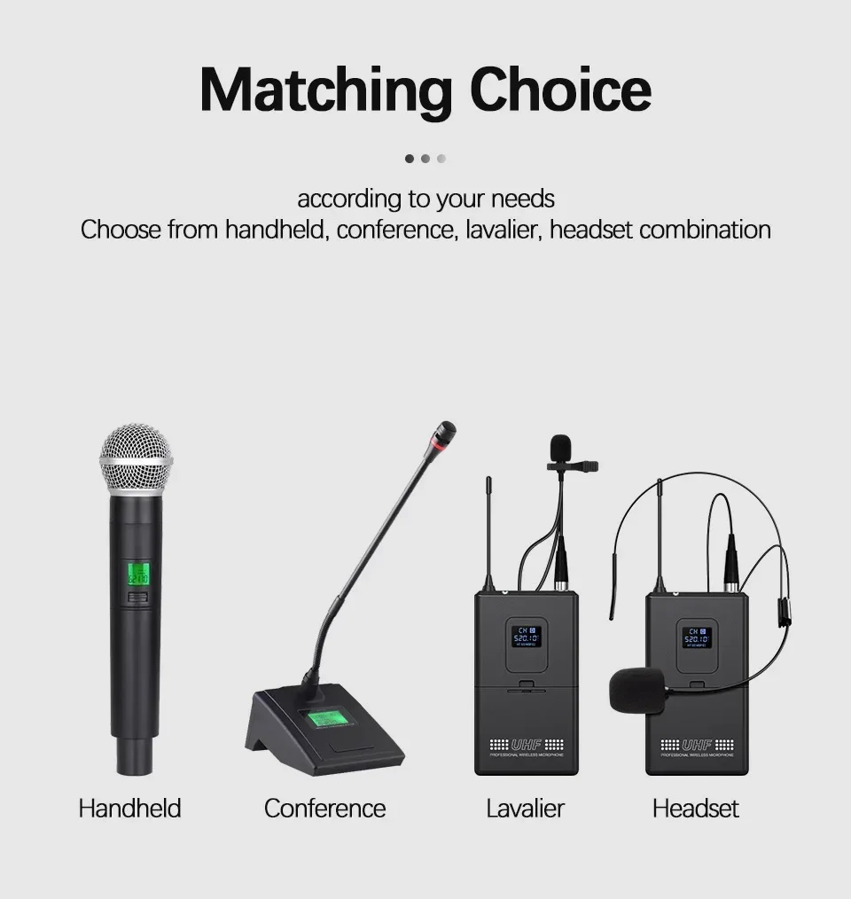 XTUGA 프로페셔널 8채널 UHF 시스템 무선 다이나믹 마이크 (회의용)