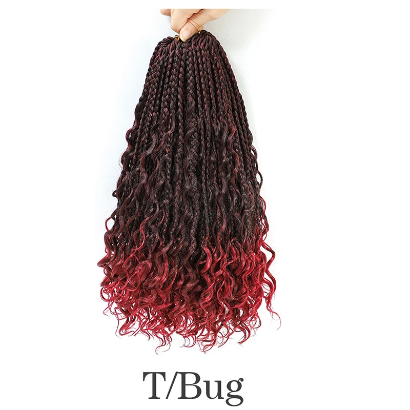 Boho Goddess Box Braids 12 Crochet Hair with Curly Ends - Synthetic Knotless Extensions