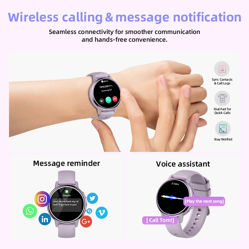 LIGE Women Smart Watch Voice Calling LED Flashlight Sports Fitness Watches Heart Rate Health Monitor Ladies Bluetooth Smartwatch