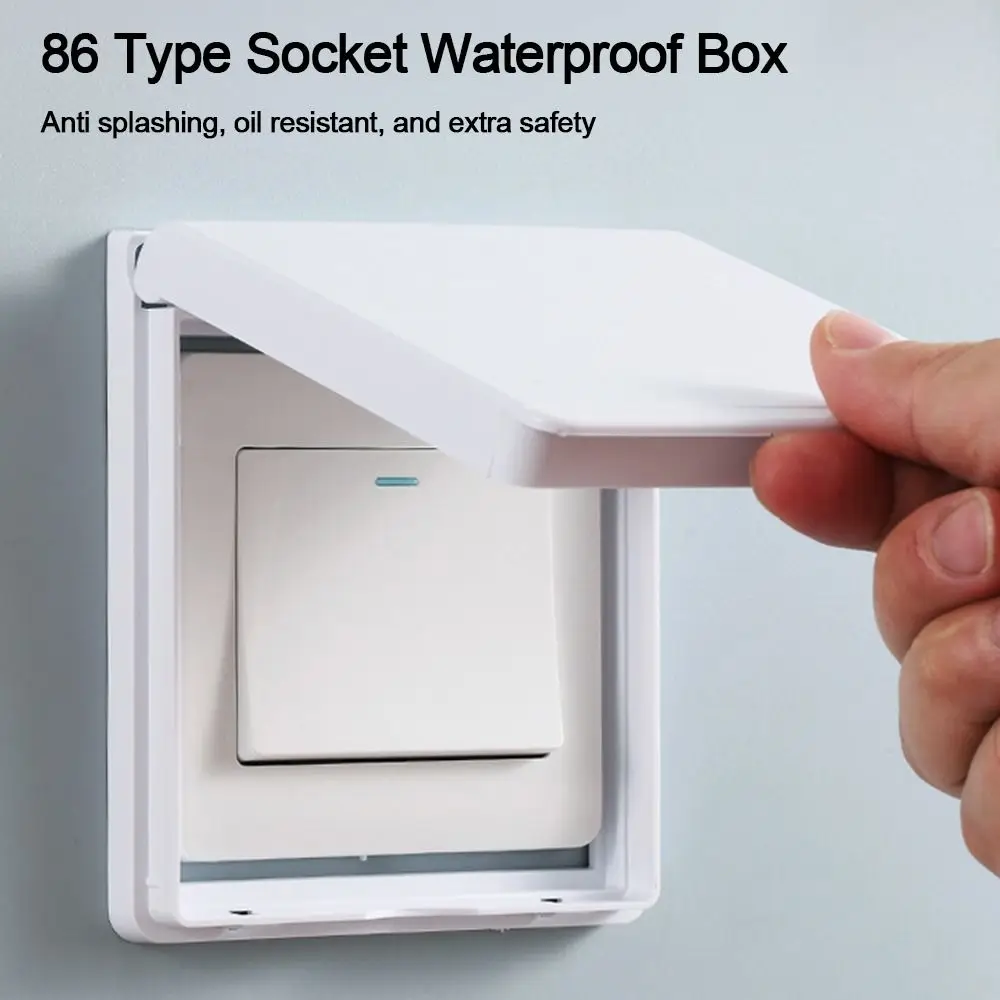 86 Type Self-Adhesive Ultra Thin Wall Socket Waterproof Box Electric Plug Cover Bathroom Wall Switch 1Pc For socket protective cover