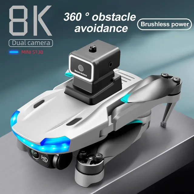S brushless mini drone k dual hd camera obstacle avoidance optical flow positioning rc dron foldable