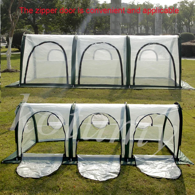 Hordozható Üvegházhatású Burkolat Pe Kerti Hőmegőrzési Alagút Sátor Növényi Növekedési Roll-Up Cipzár Ajtóval - Image 6