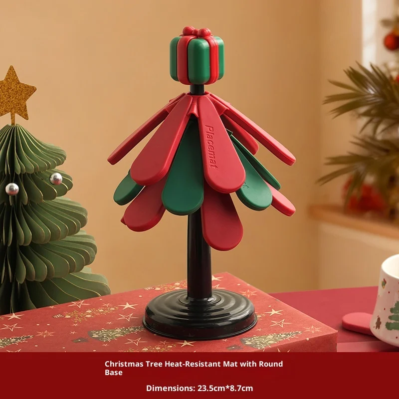 New Christmas Tree Heat-resistant Table Teacup Mats, Household Heat-resistant Foldable Heat-insulating Mats, Pot Mats