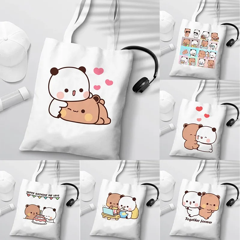Bubu Dudu Anime Tote Bag canvas bag Foldable Shopping Bag Tote Aesthetic Fashion Canvas Reusable Shopping Female