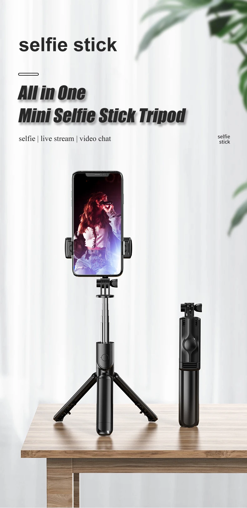 Tripod Selfie Stick Foldable Detachable Remote Shutter S03 For Smart Mobile Phone