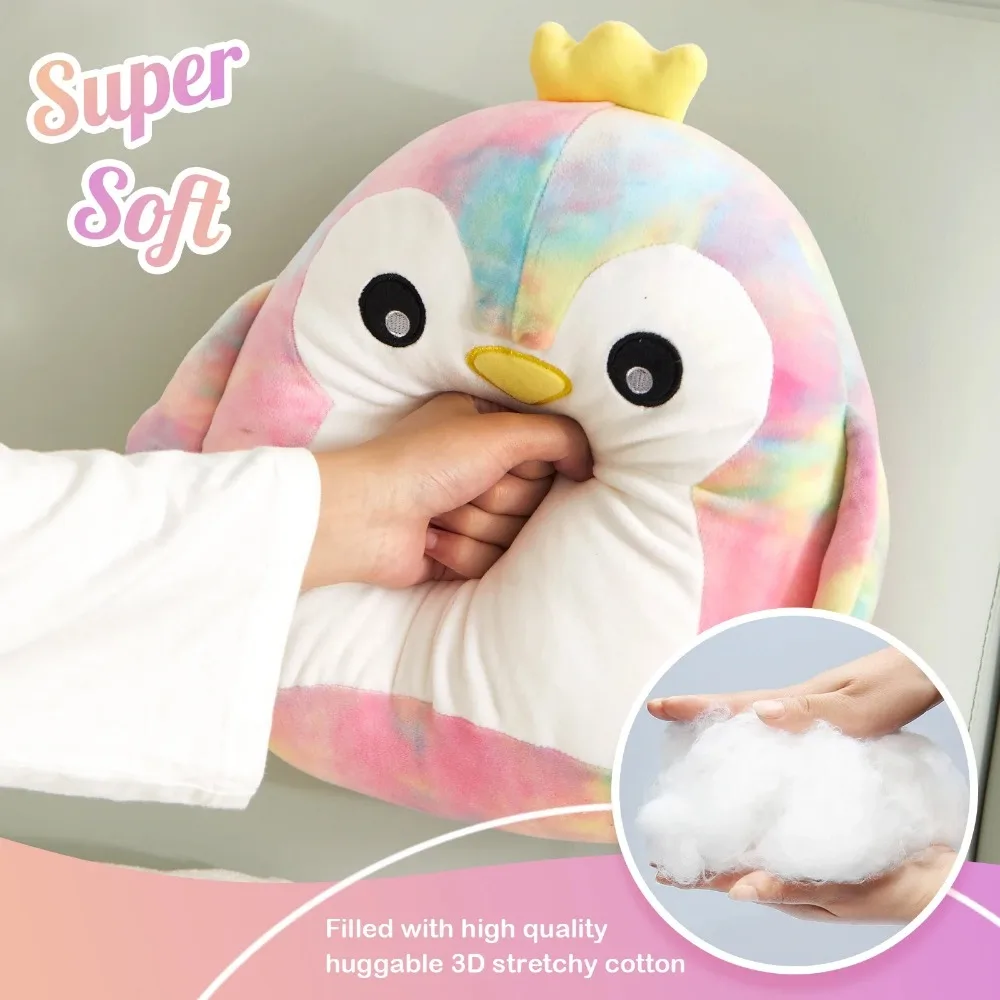 33cm Rainbow Penguin Throw Pillow Cute Plush Colorful Sloth Pillow Stuffed Animals Sleeping Soft Doll Toys Gifts for Girls 5