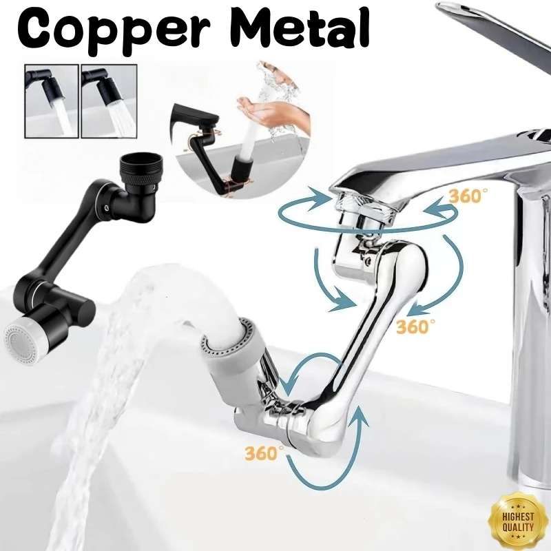 Copper Metal Universal 1080&deg; Rotation Faucet Extender Dual Mode Sprayer Head Bubbler Splash Aerator for Kitchen Robot Arm Tap faucet aerator,faucet extender,faucet sprayer head,kitchen faucet sprayer,faucet extension