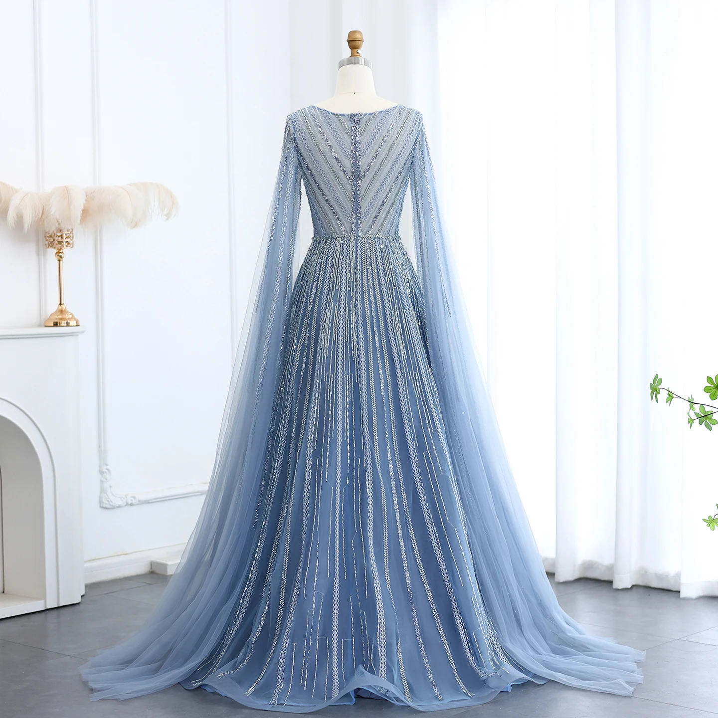 Luxury Gray Green Arabic Plus Size Evening Dresses with Cape Sleeves Blue Pink Elegant for Women Wedding Party 005 24 Luxury Gray Green Arabic Plus Size Evening Dresses with Cape Sleeves Blue Pink Elegant for Women Wedding Party 005 24