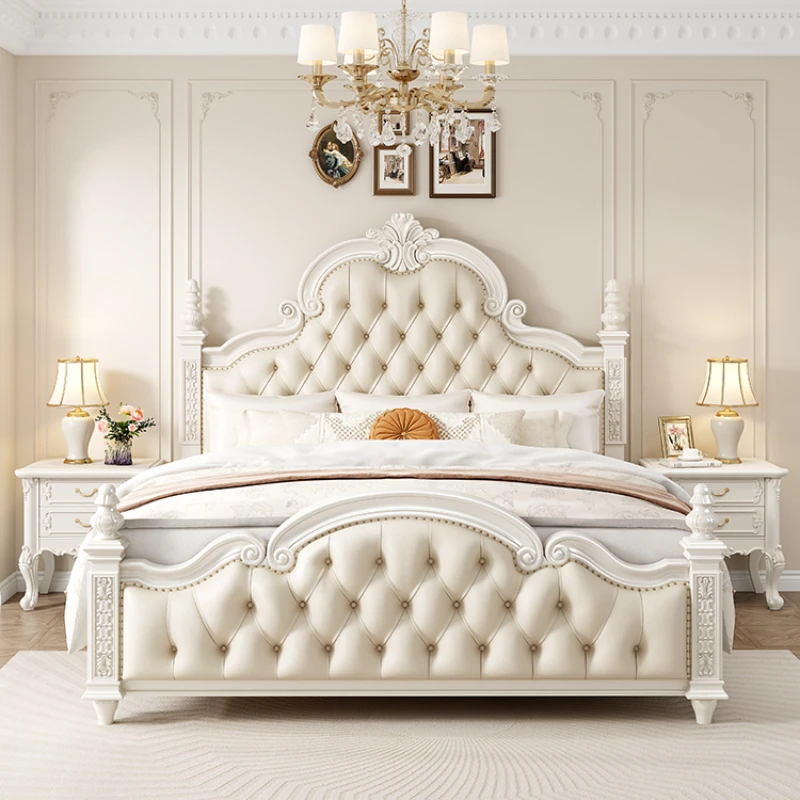 

King Size Support Double Bed European Pretty Queen Frame Double Bed Princess Hotel Modern Cama De Casal Bedroom Furniture