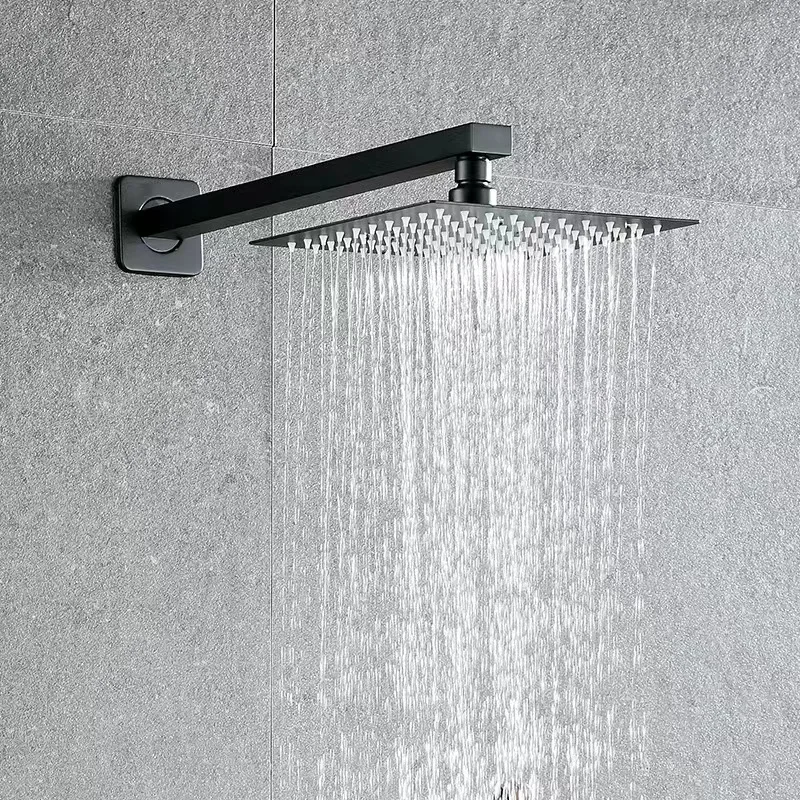 

Stainless Steel Slim Shower Head 12/10/8 Inch Rain Shower Head Round and Square Shower Head Black Finish Enjoy Rain