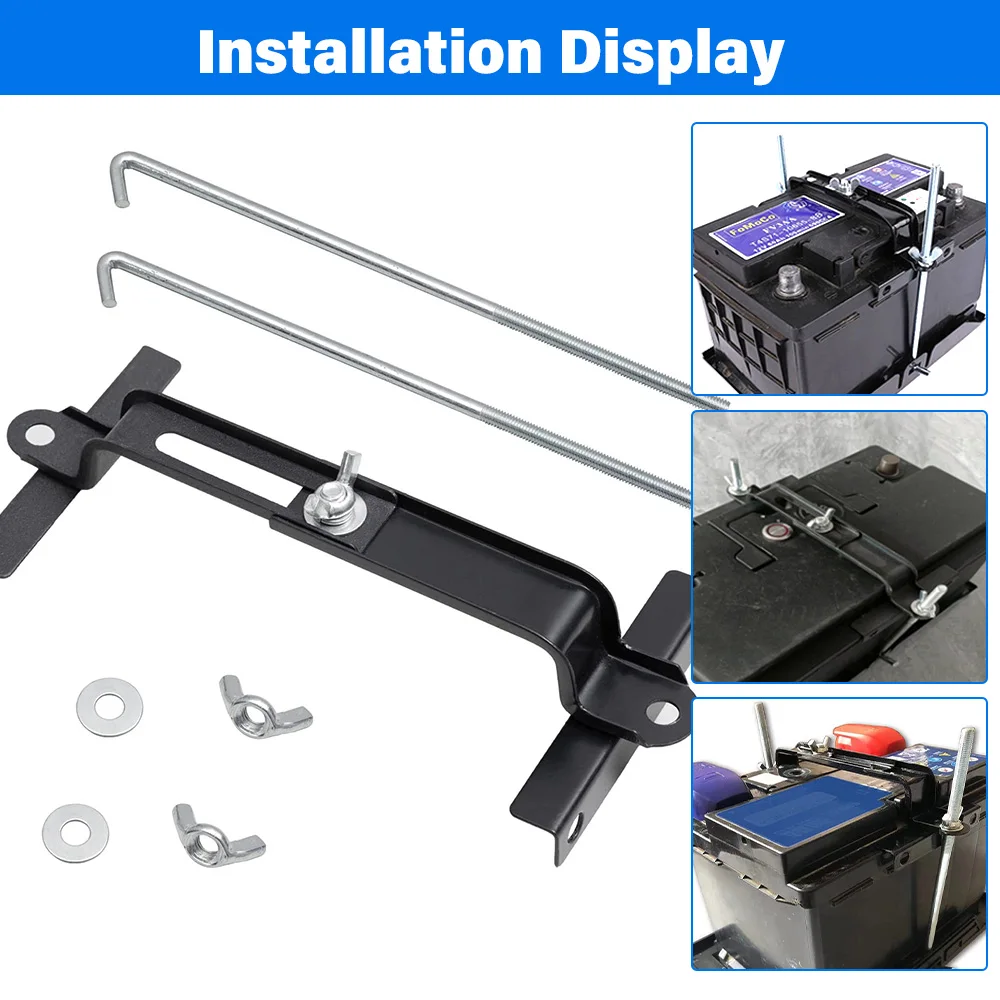 1Pc 범용 조정 가능한 12V 배터리 홀드 다운 크로스바 270mm 자동차 SUV 트럭 RV J 볼트 부식 방지 배터리 홀더