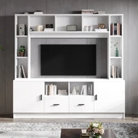 Настенный блок для телевизора 180*35*170 см с витриной, медиа-стеной, включая комплект подставки для телевизора и полку, комплект мебели для гостиной под телевизор — изображение 4