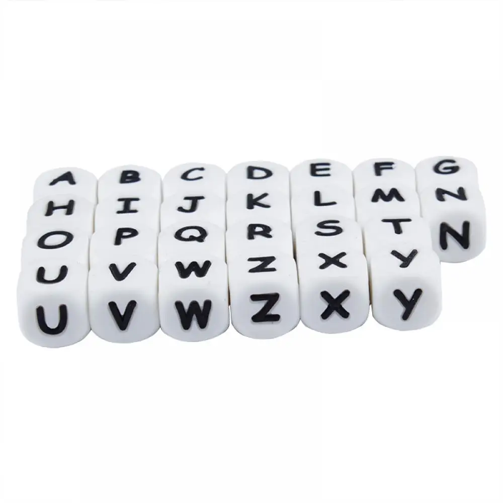 50Pcs 12mm Glow In the Dark English Alphabet Letter Beads Luminous Silicone Letters Beads for Baby Teething Chew Toy Shower Gift 5