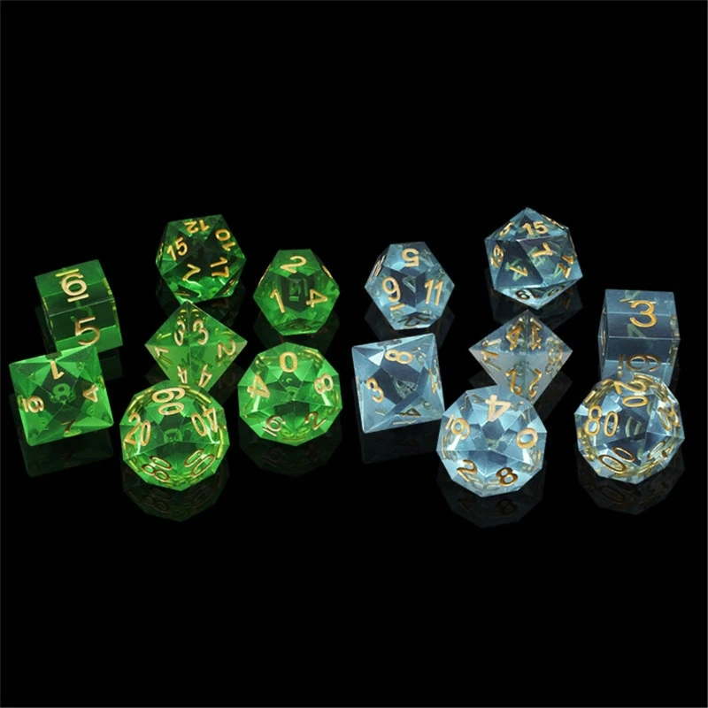 

7Pcs Resin Dice Multi-faceted Dice Different Sizes Digital Number Dices For Kids Educational DIY Board Games