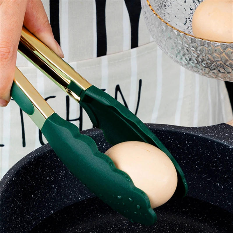 9/12 Inch Silicone Food Tongs Stainless Steel BBQ Grill Steak Clip Kitchen Salad Bread Serving Clamp Cooking Utensils food tongs