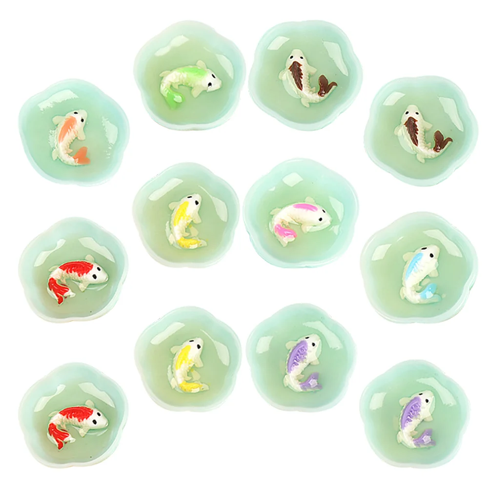 

15 Pcs Phone Case Simulated Small Fish Bowl Houses Dollhouse Goldfish Resin Bowls