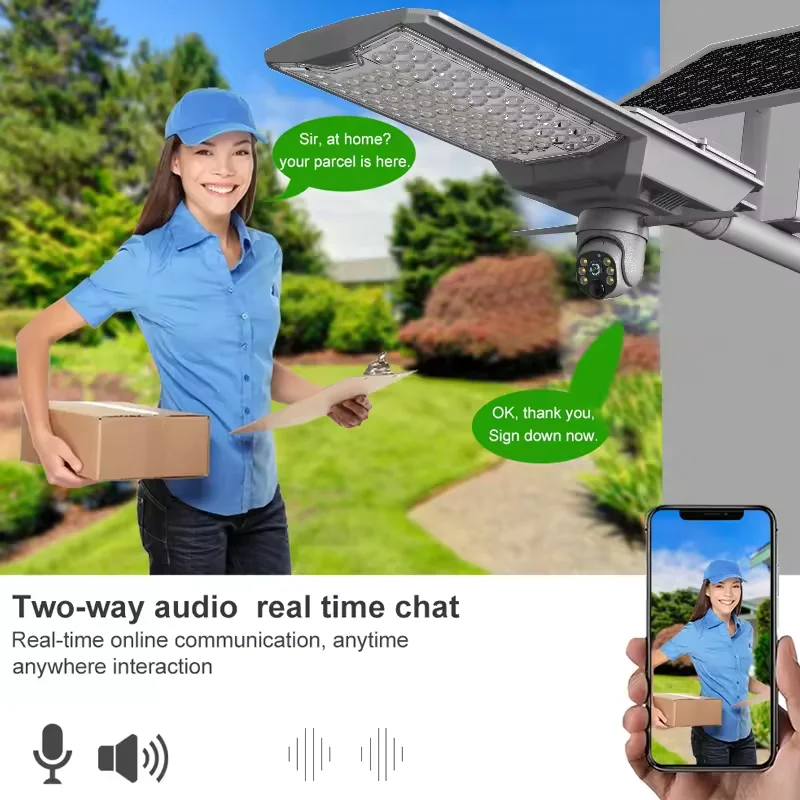 Solar Street LED Lamp with Camera Outdoor Waterproof Street Lamp with Monitoring Camera HD Video Playback Function