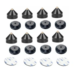 Aluminum Alloy Speaker Stand Spikes - Premium Shock Absorber Foot Pads (8pcs (set)  black)