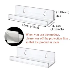 Set of 2 Clear Acrylic Vinyl Record Display Shelves - Wall Mounted Floating Record Holders (2pieces - 4inch)