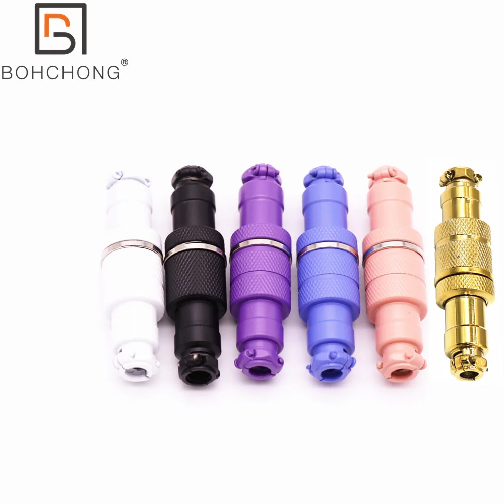 Colorful Pink Purple Light Blue GX16 Aviator Socket Butting Docking 4 core 4Pin Male&Female for Keyboard Coiled USB Type C Cable