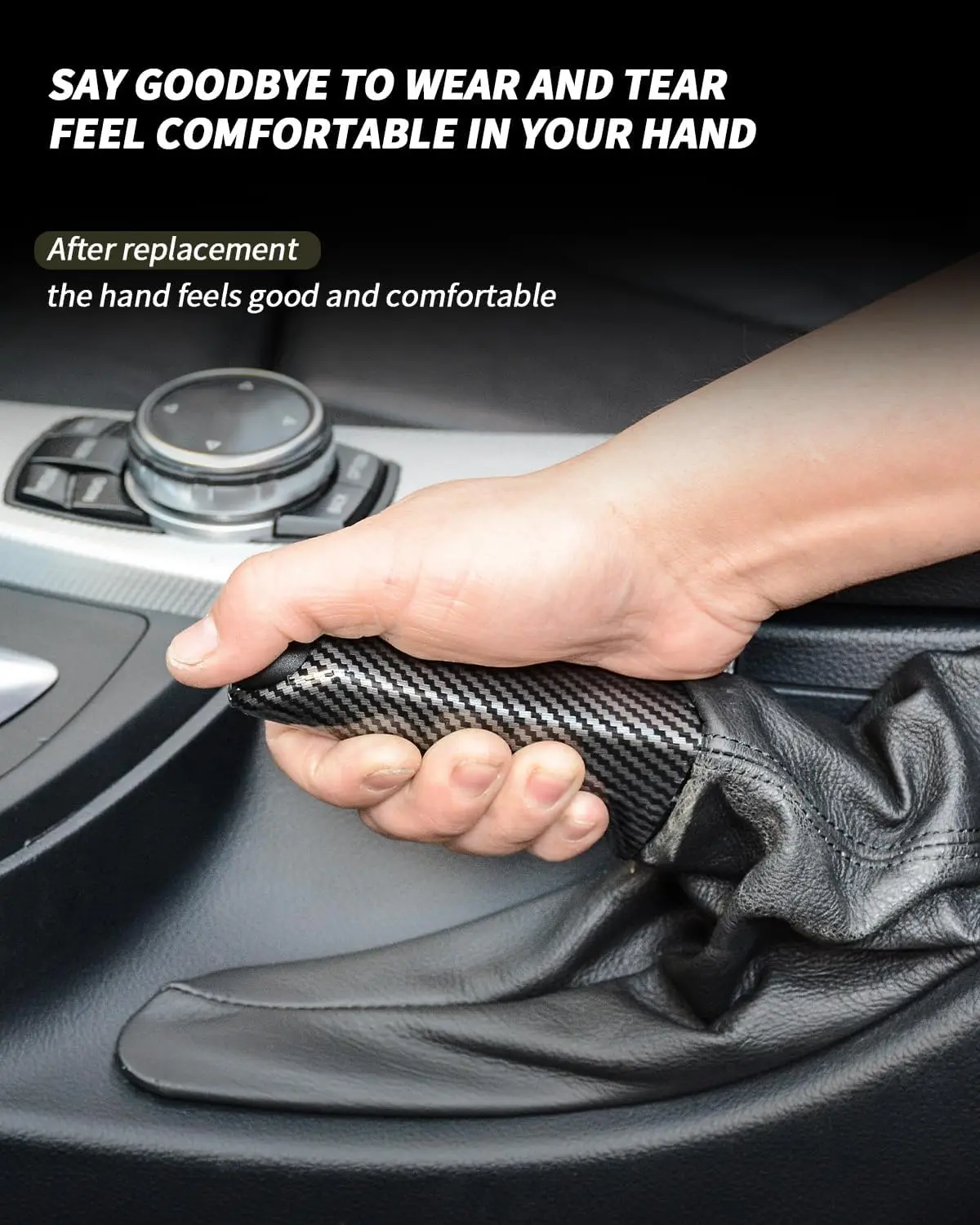 carbon fiber Pattern handbrake cover Car Handbrake Cover Grip Handle Lever Compatible For BMW Series 1 3 5，E90 E60 F30 E46 E92