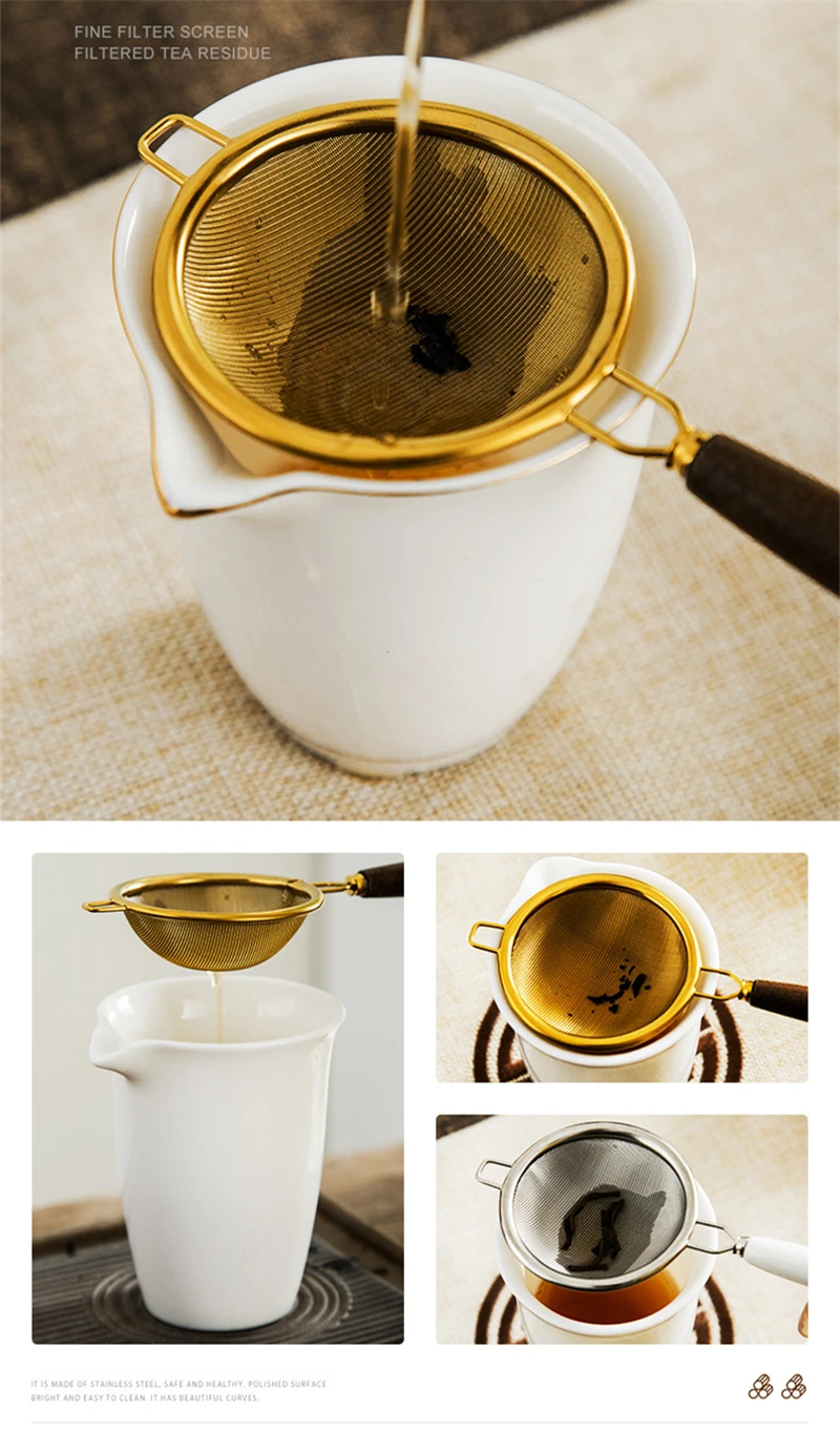 Description Picture 6 of itemWooden Handle Reusable Tea Strainer Stainless Steel Fine Leak Mesh Sieve Tea Leaf Infuser Coffee Filters Teapot Accessories