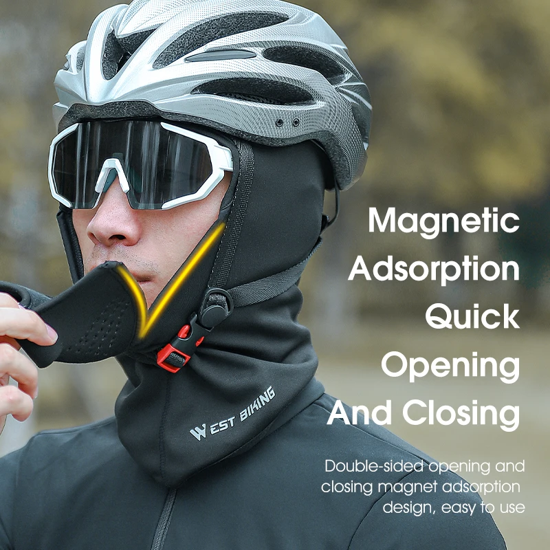 WEST BIKING Winter Magnetic Thermal Mask Windproof Outdoor Sports Cycling Headwear Breathable Warm Face Scarf Balaclava Ski Gear 4