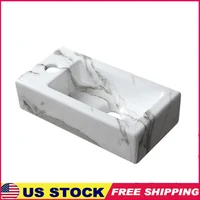 Rectangle Ceramic Wall Hung Basin Sink Small Bathroom Vitreous China with High Gloss Finish Contemporary Design Single Tap Hole 1