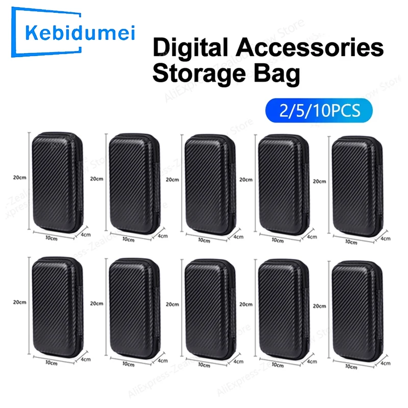 2/5/10PCS Portable Eva Storage Bag Mobile Hard Disk Bag U Disk Data Cable Storage Phone Charger Zipper Pouch Protection Bag