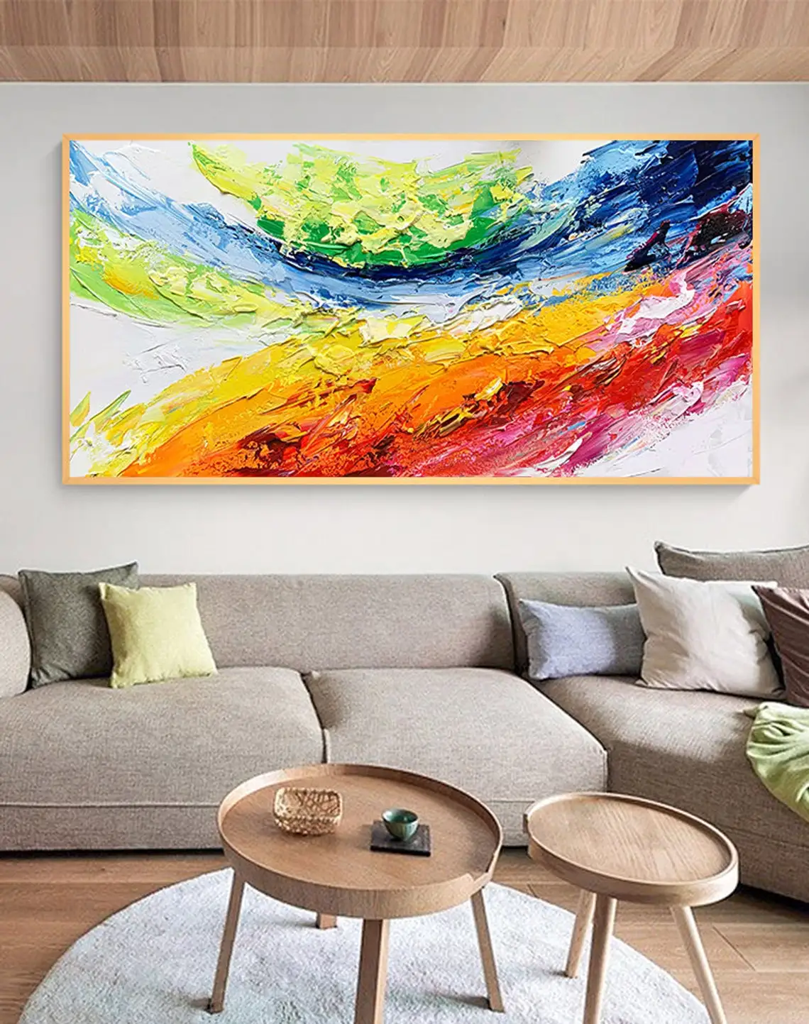 

Abstract Color Splash Oil Painting on Canvas Large Rainbow Colorful Textured Impasto Acrylic Painting Modern Wall Art Decoration