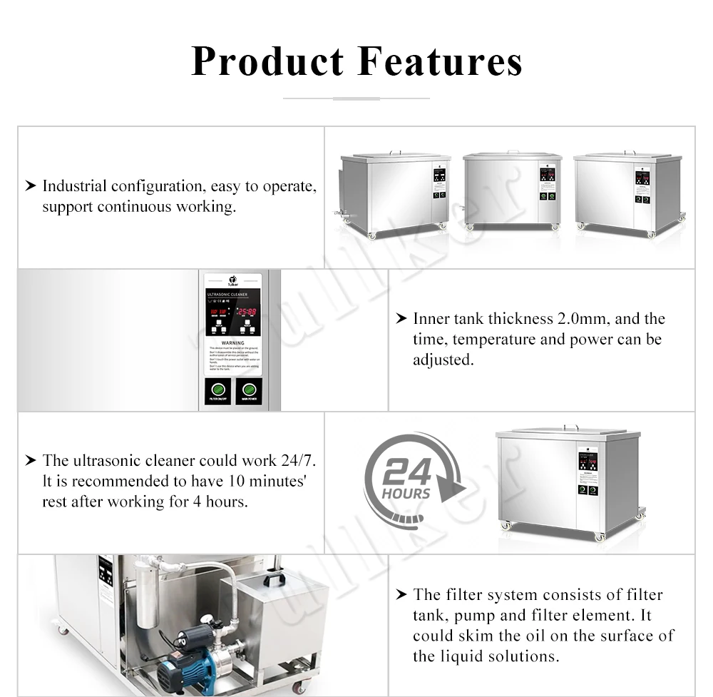 Description Picture 6 of itemOil Dgreasing Ultrasonic Cleaner Bath With Filter Rust Remove Dust Gun Motor Plastic Medical DPF Engine Ultrason Cleaning 175L