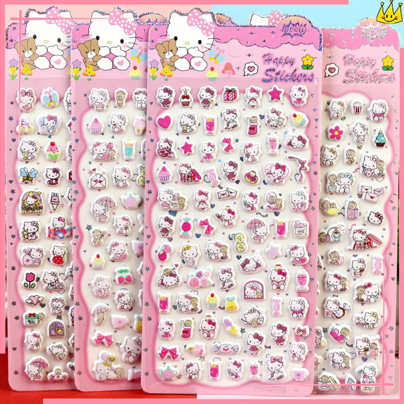 헬로키티 소프트 스티커 DIY 핸드북 장식 스티커 노트북 앨범 다이어리 장식 스티커 귀여운 애니메이션 3D 폼 버블