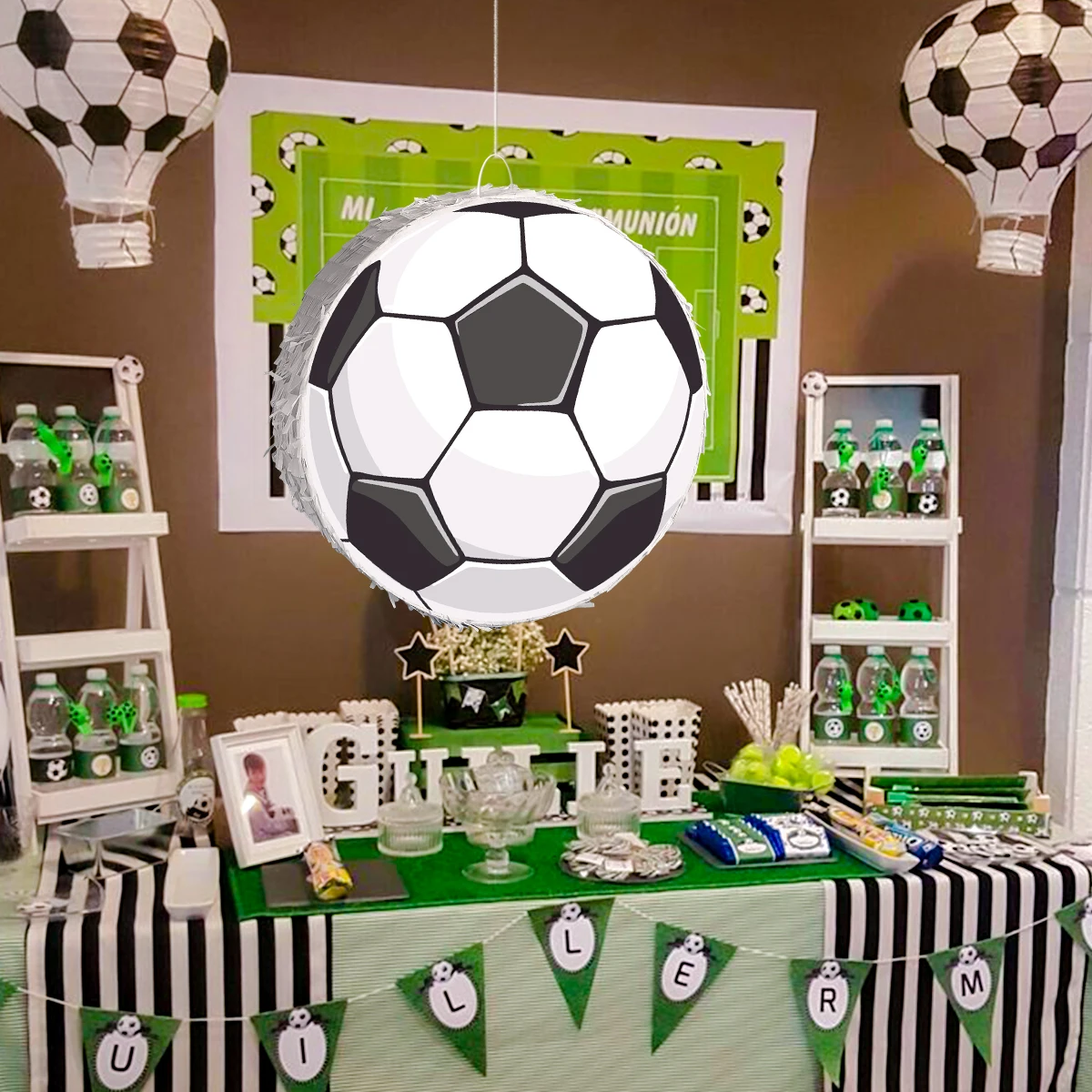 12x Fußball-Papierlaternen – 12 Zoll, Für Sportparty, Geburtstag, Babyparty, Mit Metallrahmen, Einfach Aufzuhängen