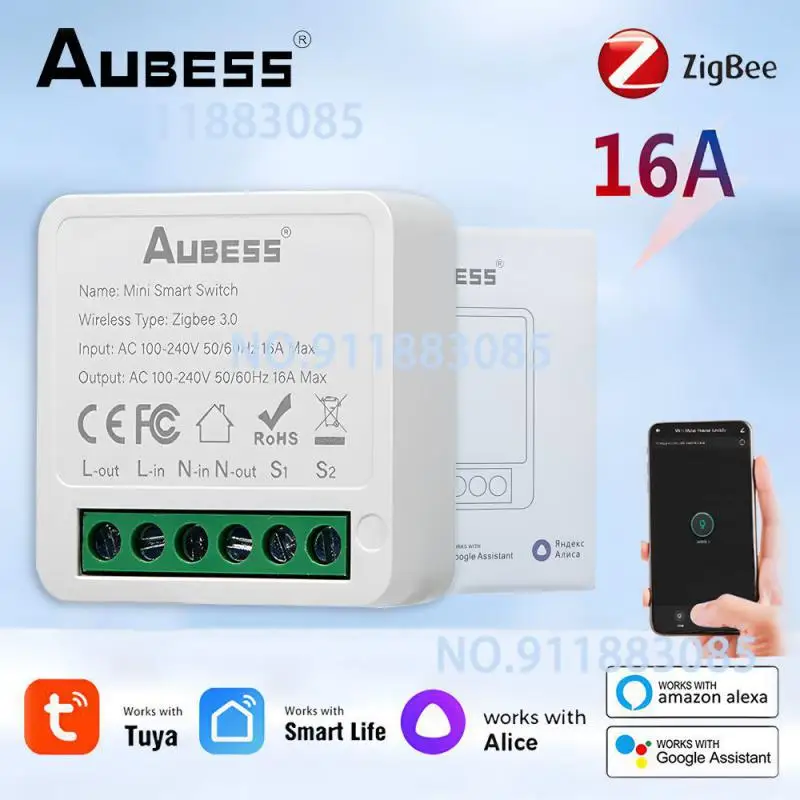 

Смарт-выключатель Tuya 16 А ZigBee 3,0, автоматизация «сделай сам» для умного дома, выключатель времени, работа с Alexa Google Home Яндекс Alice