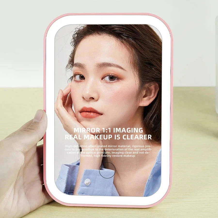 LED Touch Screen Makeup Mirror Folding Mirror Lighted Makeup 3 Colors Light Modes USB Rechargeable Cosmetic Tools makeup mirror