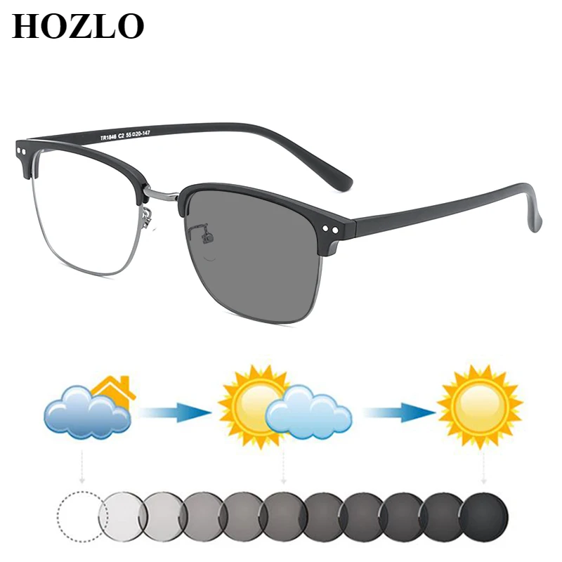 

New Unisex TR90 Rivets Photochromic Myopia Sunglasses Women Men Nearsighted Shade Sun Glasses Shortsighted Spectacles 0~-6.0