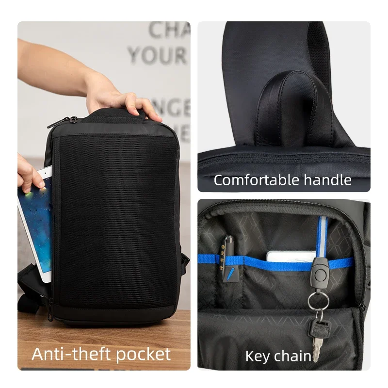 Men's Business Crossbody Bag Casual Fashionable Shoulder Bags Short Distance Travel Chest Bag for 13.3-inch Laptop Shoulder Bags