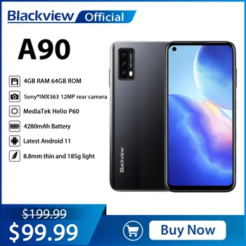 Blackview A90 Smartphone Helio P60 Octa Core 12MP HDR Camera Mobile Phone 4GB+64GB 4280mAh Android 11 Telephone 4G LTE Celular 1