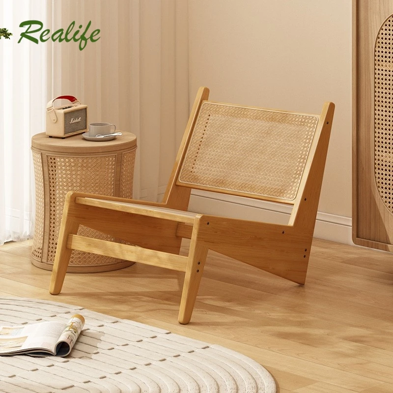 Realife Vine Woven Leisure Chair Single Sofa Chair For Home Use Quiet Style Home Kangaroo Bamboo Woven Creative Lazy