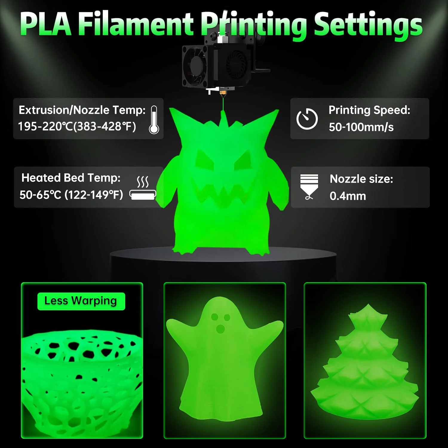 야광 플라스틱 PLA 필라멘트, 3D 인쇄 재료, 250G, 1.75mm, 1.75mm, 빠른 배송