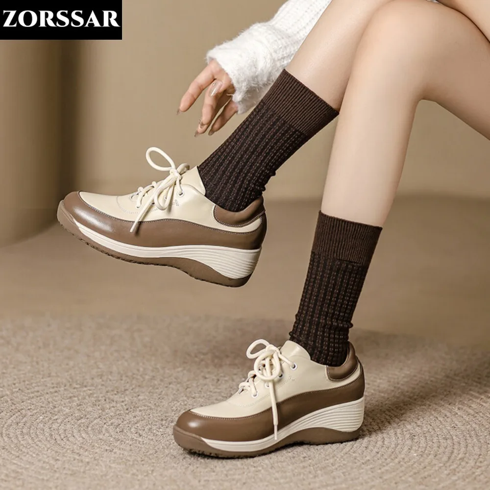 

Women Sports Shoes Fashion Genuine Leather Flat Shoes Sneakers Women 2024 Gym Vulcanized Shoes White Female Footwear